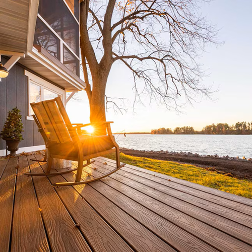 Composite decking at sunset